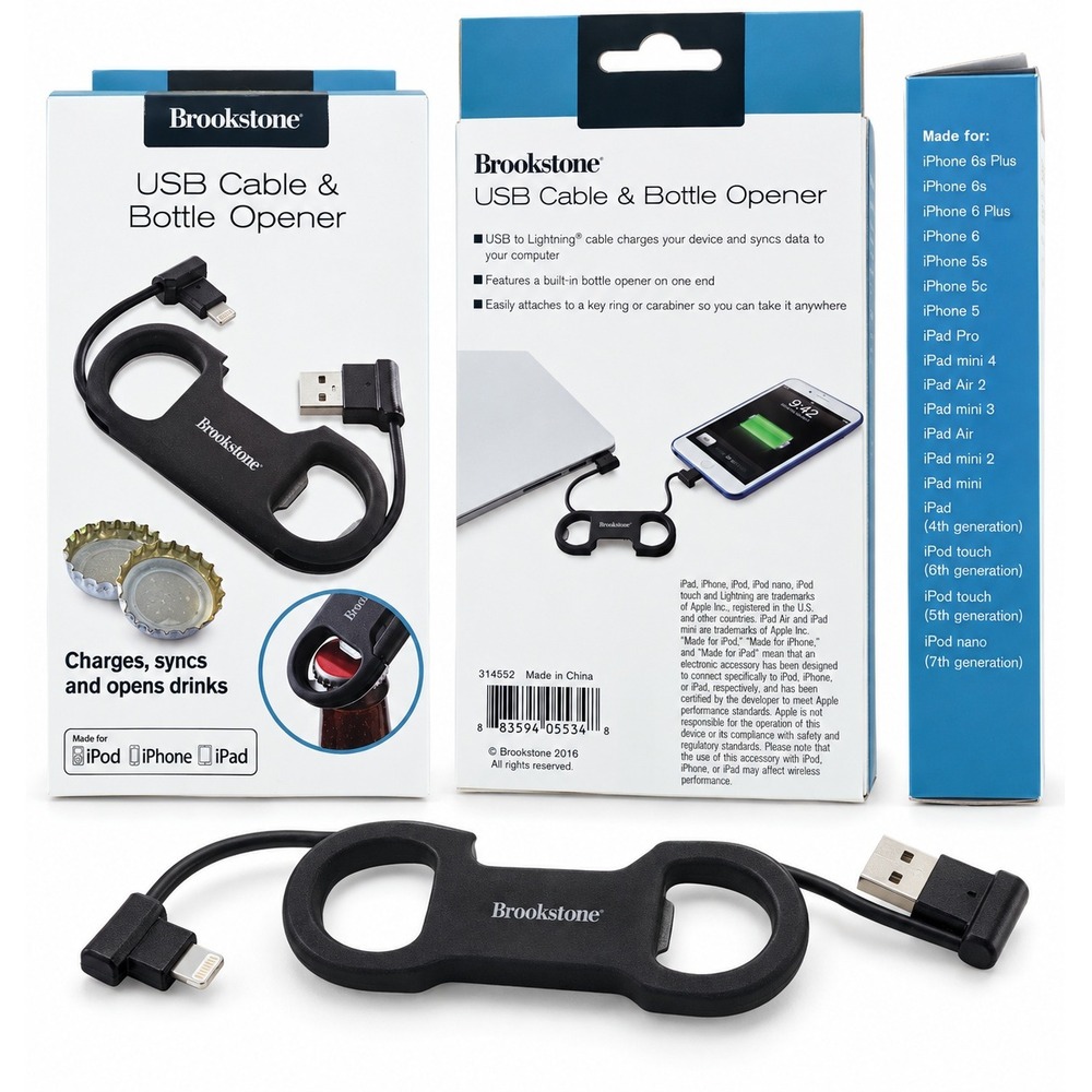 Brookstone USB to Lightning Cable & Bottle Opener